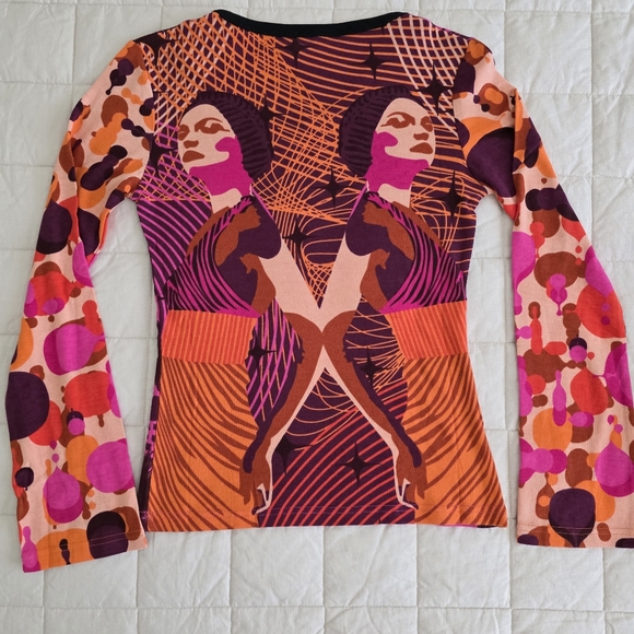 NWT Vintage Deadstock Custo Barcelona/Hayes Graphic Long Bell Sleeve T-shirt - Picture 4 of 6